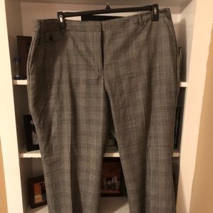 Black and white check wool pant wide leg